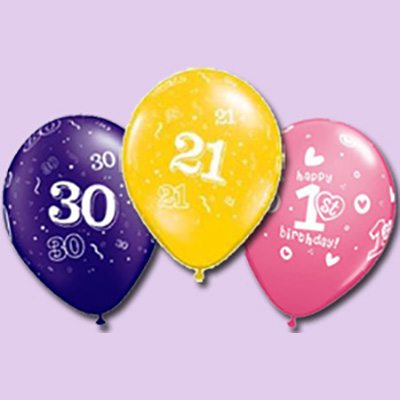 Age Print Helium Filled Balloons