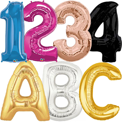 Numbers / Letters Foil Helium Filled Balloons