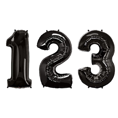 Black Number Foil Helium Balloons