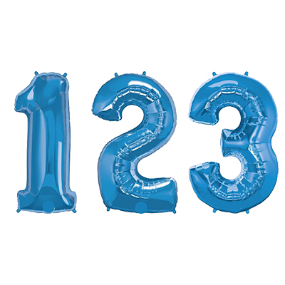 Blue Number Foil Helium Balloons