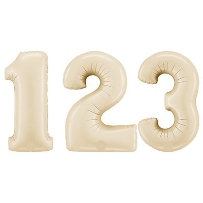 Cream Number Foil Helium Balloons