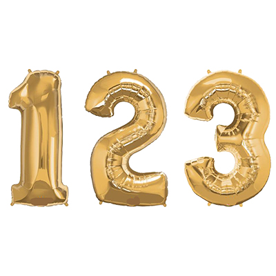 Gold Number Foil Helium Balloons