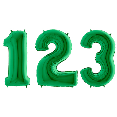 Green Number Foil Helium Balloons