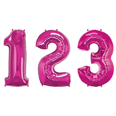 Pink Number Foil Helium Balloons