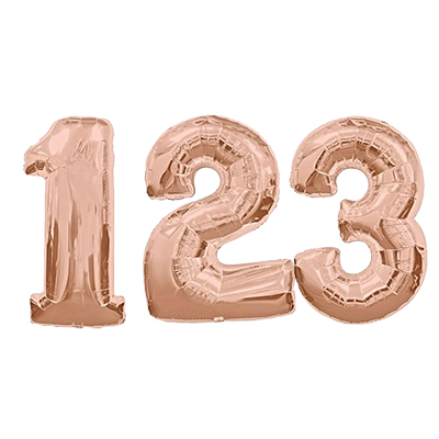 Rose Gold Number Foil Helium Balloons