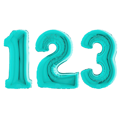 Teal Number Foil Helium Balloons