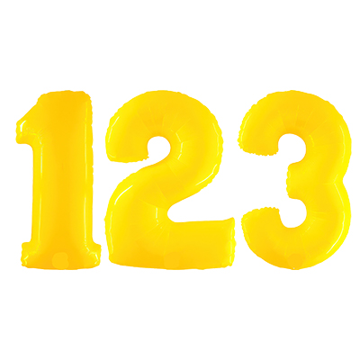 Yellow Number Foil Helium Balloons